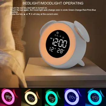 LED Žadintuvą, Pabusti Šviesos Laikrodis Stalo Lempa su Saulėlydžio Režimas Nakties Šviesos Miegamojo Puošmena Stalo, Skaitmeninis Laikrodis, Vaikų Dovanų