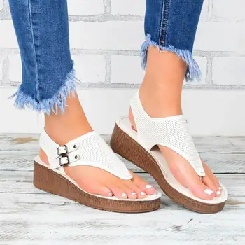 Platforminiai batai moterims vasaros sandalai 2021 laisvalaikio bateliai moteris footfwear paplūdimio sandalai pleištai moterys batų sagtis-diržas Flip Flops