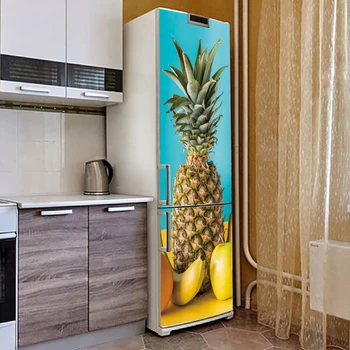 3D Efektas ananasų Vaisių, daržovių Modelio Šaldytuvas Lipdukas PVC Šaldytuvo Dureles Virtuvės lipnios Sienos Lipdukai, Dekoras