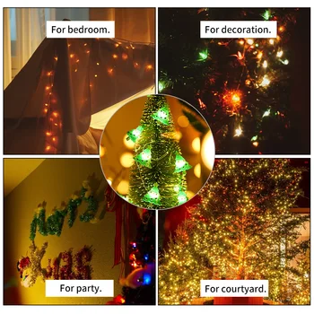 Kalėdų LED Šviesos Eilutę Home Office Atostogų Žėrintis Lempos String Ornamentu Santa Claus Sniego Varpai Briedžių Kojinių Medžio Vaivorykštė