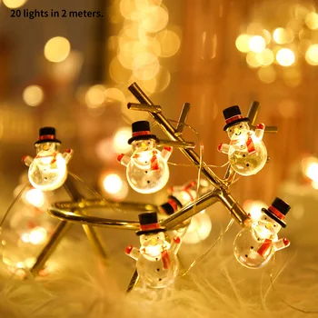 Kalėdų LED Šviesos Eilutę Home Office Atostogų Žėrintis Lempos String Ornamentu Santa Claus Sniego Varpai Briedžių Kojinių Medžio Vaivorykštė
