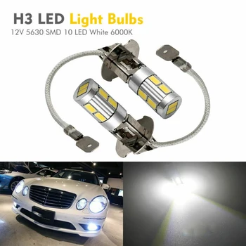 2XDC12V H3 XENON LED Lemputes, 5630 SMD Balta 6000K Auto Automobilis Rūko LED Šviesos Lempos Lemputė Uodega, Posūkis, Vairavimo Šviesos