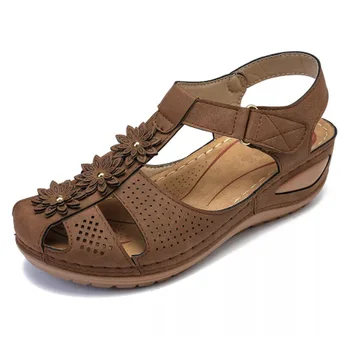 Moteris 2020 Metų Vasaros Odos Vintage Sandalai Sagtis Atsitiktinis Siuvimo Moterų Retro Sandalias Moterų Moteriški Platforminiai Batai 36-45