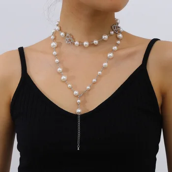 BONLAVIE Kūrybos Ornamentu Mados Paprasta Multi-Layer Perlų Vėrinį Kietas Tuščiaviduriai Širdies Formos Karoliai