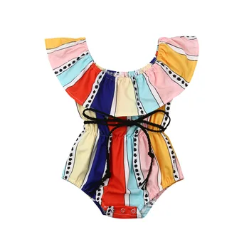 Naujagimio Mergina Dryžuotas Bodysuit 2019 Naujų Vaikai Rankovių Babygrow Vest Mados Sunsuit Vasaros Apranga, Drabužiai