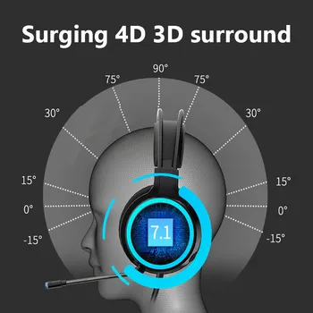 Žaidimų Ausinės Surround Sound Stereo Laidinio Galvos Montuojamas Ausinės, USB Mikrofonas Spalvinga Šviesos PC Nešiojamas Ausinių