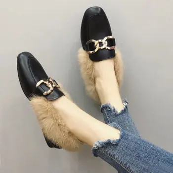 Žirniai batai 2019 m. rudens ir žiemos naujas mados korėjos plokščiadugnis laukinių plius aksomo moterų batai