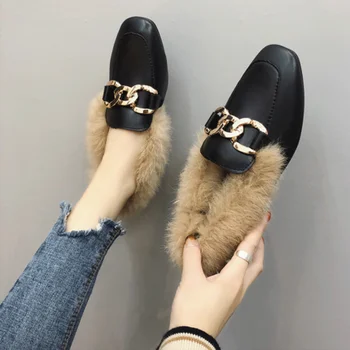 Žirniai batai 2019 m. rudens ir žiemos naujas mados korėjos plokščiadugnis laukinių plius aksomo moterų batai