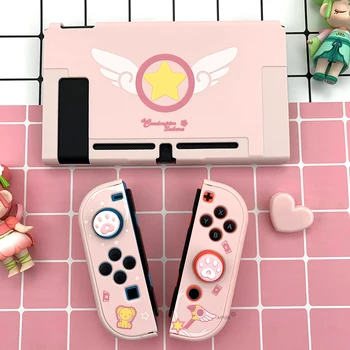 7 in 1 Cute Rožinė Sakura Nešiojamų Saugojimo Krepšys Kelionės dėklas PC Hard Cover for Nintendo Pereiti Žaidimą Priedus Kortelė, Dėžutė