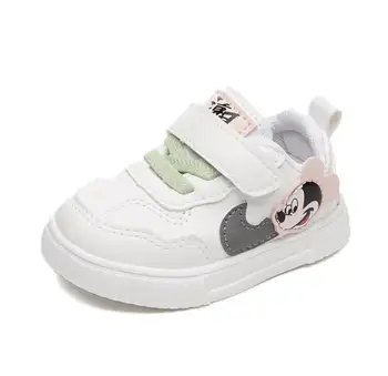 Disney nauja rudens kūdikio, vaikiška avalynė berniukams pavasario mergaitės laisvalaikio bateliai animacinių filmų Mickey mouse vaikų balti bateliai