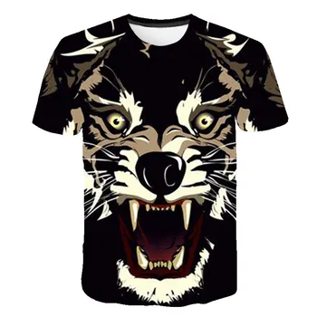 2021 m. vasarą naujas vyrų wolf serijos 3D spausdinimo T-shirt Apvalus kaklas trumpas rankovėmis marškinėliai mados vyriški laisvalaikio top marškinėliai