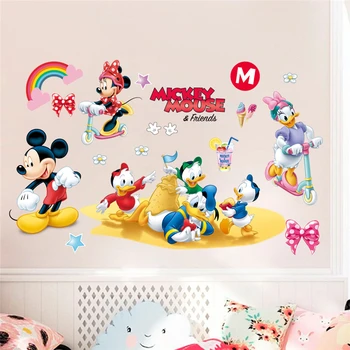 Disney Mickey Minnie Antis Sienos Lipdukai Kūdikių, Vaikų Kambariai, vaikų Darželio Namų Dekoro Cartoon 25*70cm Sienų Lipdukai Pvc jam prilygintą išsilavinimą Meno 