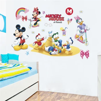 Disney Mickey Minnie Antis Sienos Lipdukai Kūdikių, Vaikų Kambariai, vaikų Darželio Namų Dekoro Cartoon 25*70cm Sienų Lipdukai Pvc jam prilygintą išsilavinimą Meno 