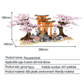 Miesto Gatvės Vaizdas, Idėja, Sakura Inari Šventykla Plytų Draugais Cherry Blossom Įrangos Pardavimas, Biuro Įrangos Kūrėjas, Namas, Medis, Statyba Blokai ToysFor Vaikai