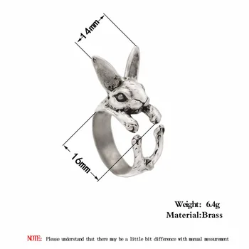 Kinitial 10vnt Rankų darbo Triušis Žiedas Bunny Žiedai, Moterų, Vyrų, Hipių Viduryje Pirštu Gyvūnų Triušių Turas Mados Dovana, Papuošalai