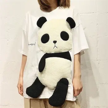 Vasaros Japonijos Kwaii 3D Panda T Marškinėliai Moterims Streetwear Harajuku Tees Moterų Viršūnių Juokinga Atsitiktinis marškinėliai Viršų