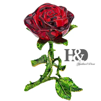 H&D Crystal Rose Gėlių Figūrėlės Valentino Diena Stiklo Amatų Romantišką Dovaną-Suvenyrą Meilužio Motina Namuose Vestuvių Dekoravimas