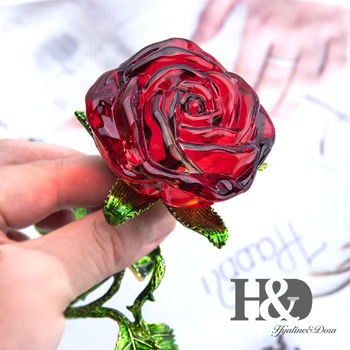 H&D Crystal Rose Gėlių Figūrėlės Valentino Diena Stiklo Amatų Romantišką Dovaną-Suvenyrą Meilužio Motina Namuose Vestuvių Dekoravimas
