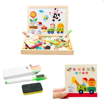 Vaikams, Mediniai Žaislai, Dėlionės Vaikams Mokomieji Žaislai Miško Parkas Daugiafunkcinis Medinės Magnetinės Dėlionės Piešimo Lenta Dėžutę