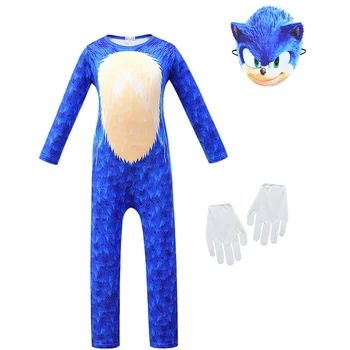 2020 Išgalvotas Helovinas Kostiumas Vaikams Anime ir Animacinių filmų Cosplay Sonic The Hedgehog Kostiumai Berniukams, Mergaitėms Kalėdų Jumpsuit Rodyti Kostiumas