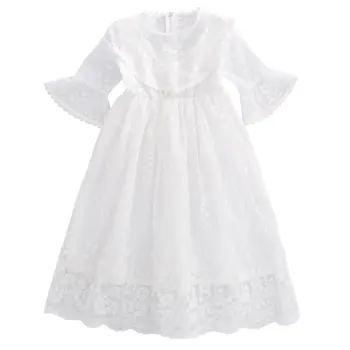 2020 M. Mergina Vaikų Vestuvių Nėrinių Šalis Suknelė Princesė Drabužių Priežastinis Nešioti Suknelės Mergaitėms Baltas Saldus Suknelė 4-13 Metų Kostiumas