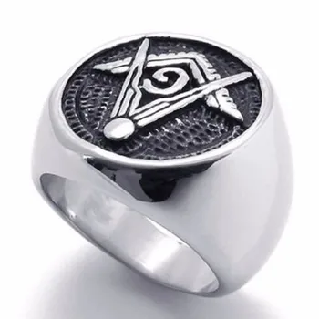 Specialių Parengti Iškilumo Emalio Antspaudu Freemason Masinu Žiedas, Nerūdijančio Plieno Žiedas Juoda, Skirtos Ponai