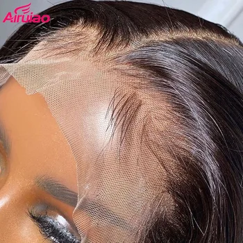 Trumpas Bob Tiesiai Nėrinių Perukai Preplucked Balinti Mazgų Brazilijos Žmonių Plaukų HD Skaidrus Nėriniai Priekinės Perukas Juoda Moterų Remy