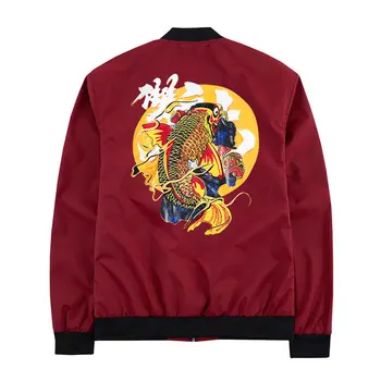 Vyriškos striukės ir paltai Kinų Rašmenimis Spausdinti striukė hip-hop dragon švarkelis streetwear Stovėti Apykaklės drabužius lašas laivybos