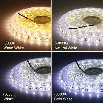 5M LED Šviesos Juostelės 5050 SMD Neperšlampami Lanksti LED Šviesos Juosta 300 LED Apdailos Juostelės 12V Šaltai Balta/Šiltai Balta/Natūrali Balta