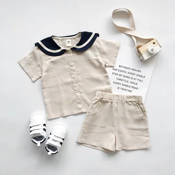 MILANCEL 2020 m. berniukų drabužiai nustatyti sailor apykakle vaikams drabužių medvilnės marškinėliai ir šortai, 2 vnt merginos kostiumas brolis ir sesuo drabužiai