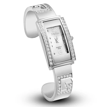 Mados Sidabrinė moteriški Laikrodžiai, Prabangūs Deimantų Apyrankės Žiūrėti Moterų Laikrodžiai Stačiakampio Ponios Žiūrėti Laikrodis Montre Femme Reloj Mujer