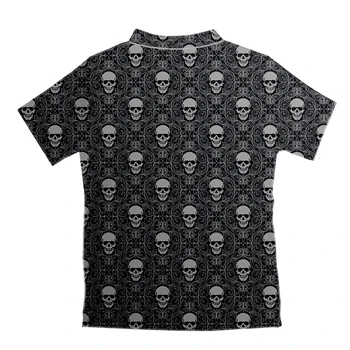 CJLM marškinėliai Mados vyriški Laisvalaikio Mygtuką 3D Spausdinimo Juoda kaukolė Beach Trumpas Rankovės Quick Dry Top Palaidinė 5XL Havajų marškinėliai
