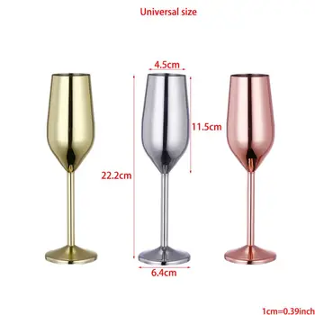 VFGTERTE 1PC Nerūdijančio Plieno Vyno Stiklo Taurių Šampano Goblet Kokteilių Stiklines Viskio Taurės 200ml