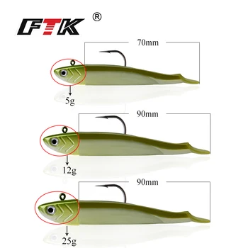 FTK Easy Shiner Žvejybos Masalas 9Colors 7cm5g/9cm12g/9cm25g Minkštas Masalas Švino Jig Masalas Bass Lydekų Žvejyba