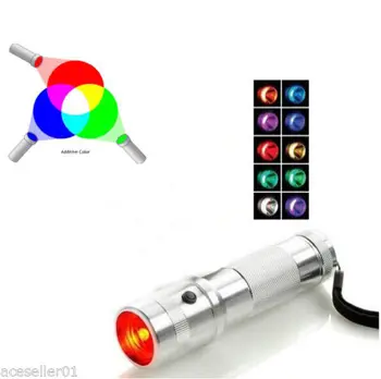 Colorshine Spalva Keičiasi RGB LED Žibintuvėlis,3W Aliuminio Lydinio RGB 
