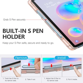 Case For Samsung Galaxy Tab S6 10.5 2019 M. Ultra Plonas Plonas Apvalkalas Trifold Stovo Dangtelis su Matinio Atgal su Auto Wake & Miego