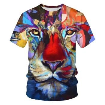 2019 naujas juokingi gyvūnų liūtas 3D spausdinimo vyriški t-shirt mados valdinga liūtas karalius t-shirt o-kaklo trumpomis rankovėmis juokinga t shirts viršų