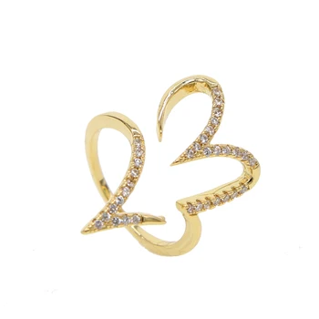 Korėjos stiliaus dovanos moterims Atviros Širdies Žiedai Minimalsit Aukso spalvos, su aiškiai cirkonis vestuvinis žiedas Moterims, reguliuojamo dydžio