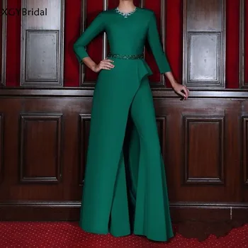 Naujas Atvykimo Satino ilgomis rankovėmis Kaftan Musulmonų vakarinę suknelę 2021 kelnės su Aukšto Kaklo Dubajus Oficialią suknelės vakare gown Plius dydis