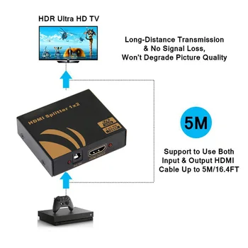 4 port HDMI splitter 1X4 HDMI Platintojas HDMI 1-4 iš 4 K 30Hz HDTV,DVD grotuvas,PS4 ir kt.