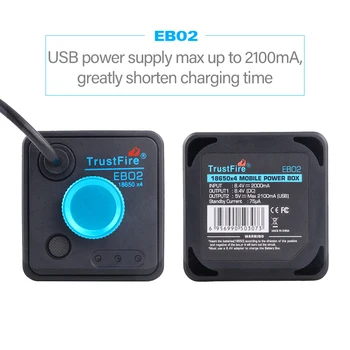 TrustFire EB02/EB03 Dviratį Vandeniui 8.4 V 18650 Baterija USB Power 