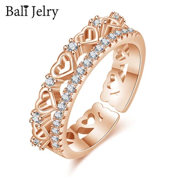 Balio Jelry Žavesio Žiedai, Sidabro 925 Papuošalai Širdies formos Cirkonis Brangakmenių Atidaryti Žiedas Aksesuarai Moterims, Vestuvių, Sužadėtuvių Dovana