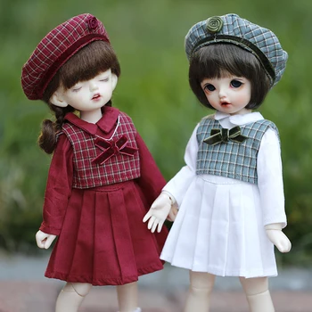 30cm BJD kūdikių drabužiai mergina retro mados pledas suknelę, skrybėlę uniformos sijonas kostiumas už SD YOSD 1/6bjd lėlės, drabužiai, lėlės priedai