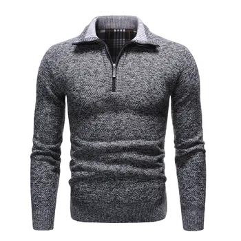 2021 m. Rudens ir žiemos nauji vyriški megztiniai aukštos kokybės vientisos spalvos megztinis vyriški laisvalaikio stand-up apykaklės storas vilnos megztinis vyrams