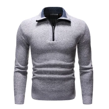 2021 m. Rudens ir žiemos nauji vyriški megztiniai aukštos kokybės vientisos spalvos megztinis vyriški laisvalaikio stand-up apykaklės storas vilnos megztinis vyrams