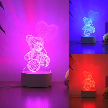 SOLOLANDOR Meilės 3D Lempos Kūrybinės 3 Spalvų Naktį Žibintai Naujovė Iliuzija Naktį Lempos Iliuzija Stalo Lempa Namų Dekoratyvinės Šviesos