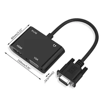 2021 Nauja VGA į HDMI + VGA Video Converter Kabelio Adapteris su Dviguba Sąsajos Nešiojamas kompiuteris