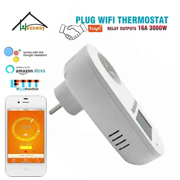 HESSWAY TUYA 16A 3KW WIFI termostatas smart plug ES elektrinis grindų šildymas