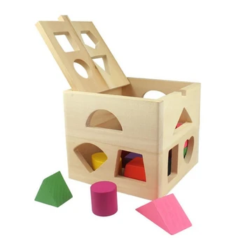 Medinis kubas žaislas kubo galvosūkį kūdikių plug-in box medinis žaislas traukinio motorinių įgūdžių mokymosi žaislas skatinti formos pripažinimo ir dėmesio