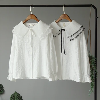 GLAUKE pasakų temperamentas saldus bowknot diržo ilgomis rankovėmis marškinėliai didmeninės moterų dvigubai lotus lapų gauna